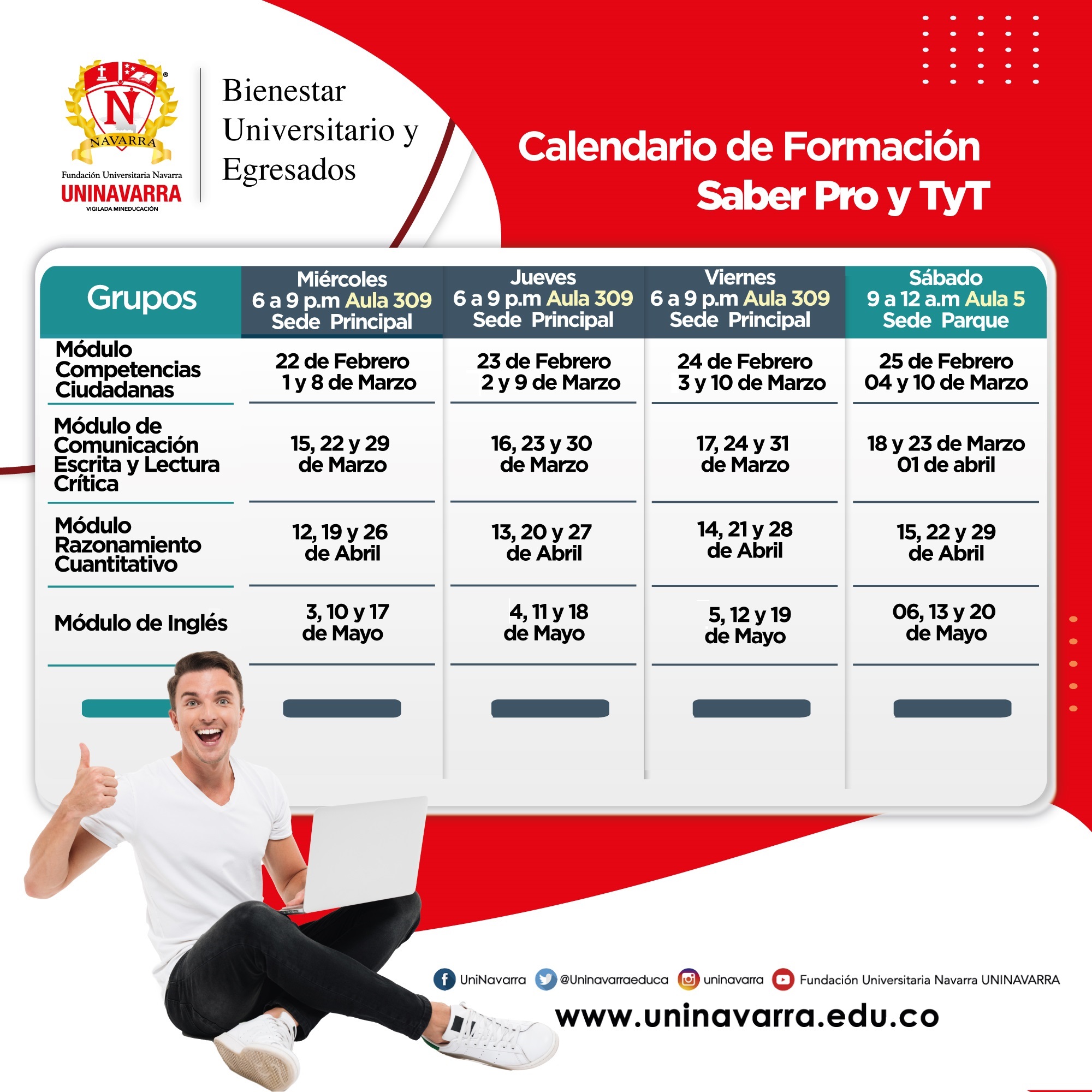 Calendario Saber Pro y TyT 2023-1